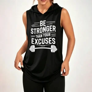 "Conquer Excuses, Become Stronger" — Unisex Sleeveless Hoodie