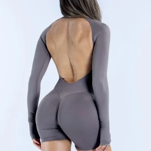 Long Sleeve One Piece Women Seamless Yoga Playsuit